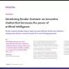 Image of laptop with cover slide of "Introducing Kondor Assistant: an innovative chatbot that harnesses the power of artificial intelligence" brochure